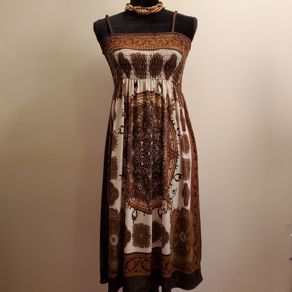 Cristinalove Dresses & Skirts - Cristinalove❤ brown, print, sundress-size large
